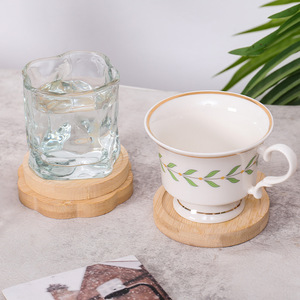 Wooden Coasters Round Tea Saucers Heat Insulating Mats For Tableware Serving Trays Elegant Design Solid Color Pattern - Product Image 1