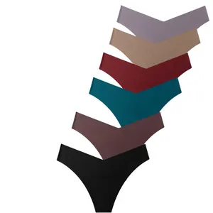 2024 của phụ nữ Quần lót liền mạch bán buôn liền mạch Băng V hình dạng lụa satin g chuỗi Đồ lót G-String bikini sexy Xxxx cô gái Panty