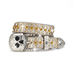 <span class=keywords><strong>Simon</strong></span> Belts Hommes Rétro Bling Bling Brillant Western Designer Strass PU <span class=keywords><strong>Ceinture</strong></span> Brillant Clouté Diamant Cristal Pierre Alliage - Product Image 3