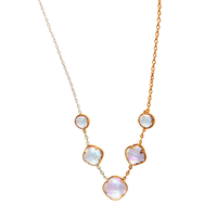 Collier classique en acier inoxydable durable, plaqué or, chaîne à maillons, pierres précieuses transparentes, pour femmes, bijoux de fête, bijoux tendance