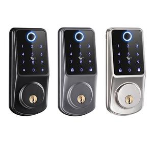 Serrure de porte intelligente à pêne dormant biométrique numérique en alliage d'aluminium pour porte en acier, avec poignée, connectivité Tuya Cloud et Wi-Fi - Product Image 1