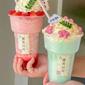 ขายส่งแก้ว PP หนา 500 มล./700 มล. แบบผนังเดียว สำหรับใส่ชาไข่มุก น้ำผลไม้ กาแฟ ไอศกรีม ไม่มีฝาปิด - Product Image 1