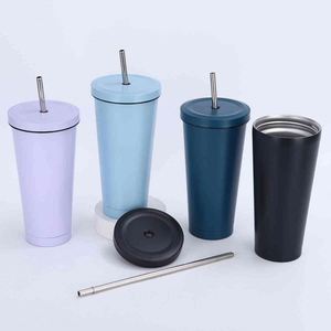 Stainless Steel Tumbler With Straw Double Wall Vacuum Insulated Travel <b>Cup</b> Minimalist Design 12-24 Hours Thermal Retention - Product Image 1