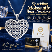 Collier de luxe en argent sterling 925 avec pendentif cœur nid d'abeille incrusté de moissanite de 1,5 mm, cadeau pour la Saint-Valentin pour femmes