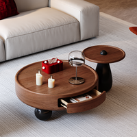 Table basse ronde en bois de noyer, design moderne, durable et écologique, meubles de salon