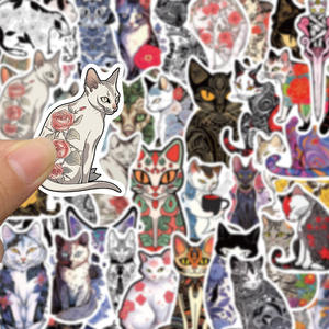 2024 nouvellement 50 pièces cool à la mode tatouage coloré fleur animaux <span class=keywords><strong>mandala</strong></span> <span class=keywords><strong>chat</strong></span> autocollant - Product Image 2