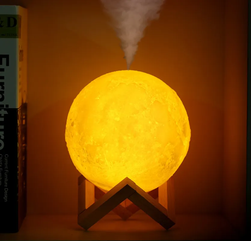 Air humidifier 3D Moon Lamp aromatherapy essential oil diffuser USB ultrasonic humidifier air atomizer purifier led night light