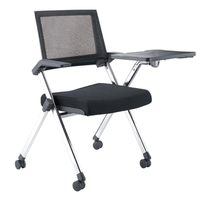 Chaise de formation en maille respirante avec roulettes silencieuses, sièges mobiles empilables pour salles de séminaire avec roulettes pour salles de réunion professionnelles