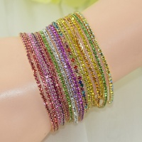 Nouveau Bracelet Extensible Femme 2mm Style Hip Hop Électroplaqué avec Strass et Zircon, Chaîne à Griffes, Cadeau Coloré