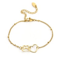 Nouveau bracelet pour femme de style japonais-coréen plaqué or 18 carats, design cœur mignon et tendance, fabriqué à Dongguan, best-seller Haochuangshipin