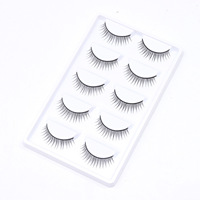 Faux cils épais en poils synthétiques noirs à tige rigide, bande en plastique noire, style naturel, cosplay, manga, inspirés du diable