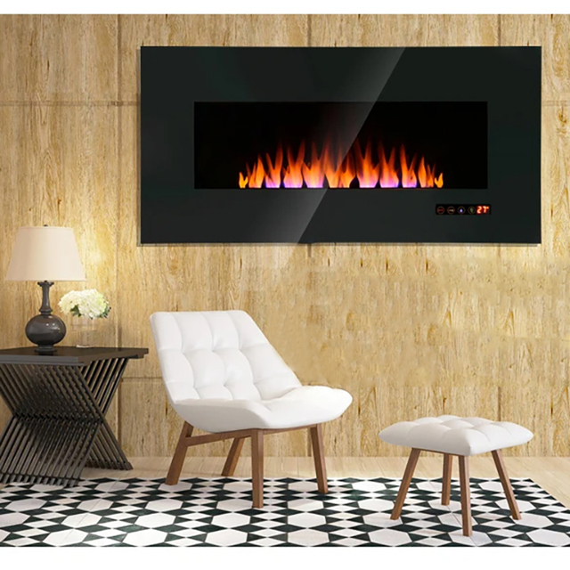 China Wholesale Living Room Electric Fireplace 3d Infrared Heating 60 Inch Gold Smart Floating Tv Stand Double Sided
