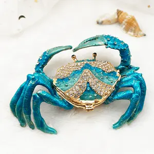 Ocean Series Metal Crafts Crab Trinket Box Miniature Ornament Aquarium Marine Souvenirs