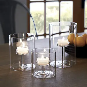 Hot Selling Glass Candle Holders para Decoração De Casamento Altamente Exigida na Europa castiçal de vidro