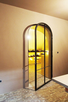 Porte simple en verre français pour villa familiale, cadre en acier extrêmement étroit, grille personnalisée, verre trempé double couche, résistant à l'eau