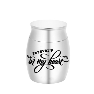 Urnes funéraires en acier inoxydable pour animaux de compagnie ou cendres humaines Réservoir de stockage de cheveux Urne funéraire pour chat et chien-Forever In My Heart - Product Image 4