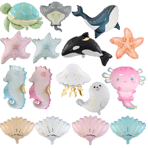 Nouveau design – Ballons en aluminium épais à thème océanique mat (Coquillage, Méduse, Étoile de mer, Axolotl) pour Fête <span class=keywords><strong>d</strong></span>'anniversaire et Saint-Valentin - Product Image 1