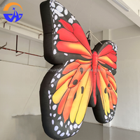 Costume gonflable publicitaire personnalisé en Oxford, modèle papillon avec lumières LED, facile à installer pour les défilés, propulsé par l'effort humain