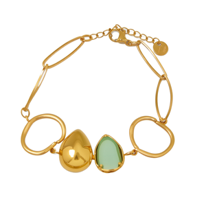 Pulsera de Cadena de Eslabones de Moda, Chapada en Oro PVD, Acero Inoxidable 316L, Diseño de Dije en Forma de Lágrima, Sostenible y Resistente - Product Image 2