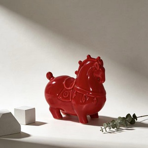 Ornamento Regalo Creativo di Alta Gamma per Capodanno, Decorazione per Ufficio e Soggiorno, Cavallo <span class=keywords><strong>Rosso</strong></span> in Resina Bozhiyi - Product Image 2
