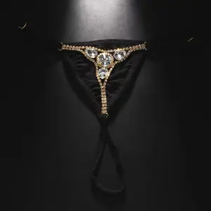 Women's Sexy Round Tear Drop Rhinestone Thong Adjustable Body Accessories G String Crystal Bikini Briefs Chain Swimsuit