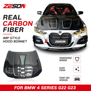 Capó de Fibra de Carbono Seca Estilo IMP ZESON con Ventana Transparente para <span class=keywords><strong>BMW</strong></span> Serie 4 G22 G23 G26 M440i 430i 2021+ - Product Image 1