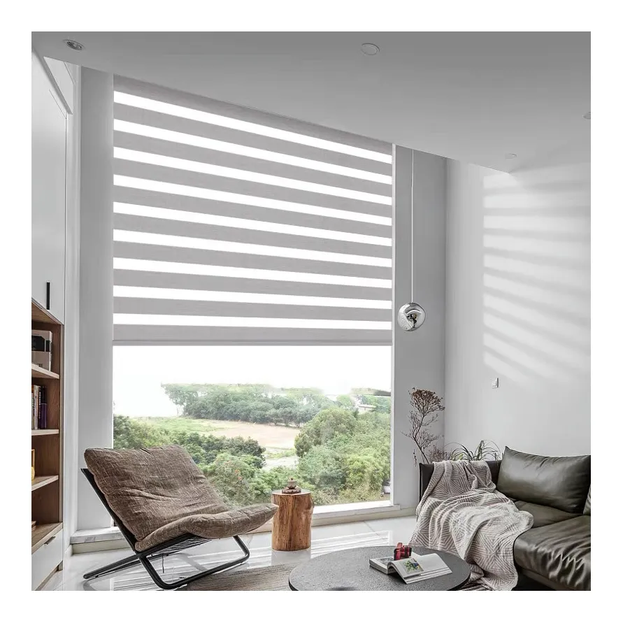 Custom Made Curtains Fabric Window Zebra Roller Blinds for Windows Dual Layered Electric Blinds Window Shades