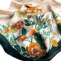 Jilbab Segi Empat Motif Bunga Kupu-kupu Bahan Satin Sutra Li Jin Silk Muslimah Musim Semi untuk Wanita