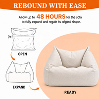 Fauteuil pouf de relaxation moderne en tissu coton-lin beige, compressé sous vide, pour adultes, idéal pour le salon (ODM)