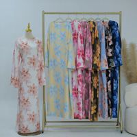 Nouvelle Abaya de Luxe Sharut en Gros, Robe Longue Musulmane de Dubaï pour Femme, Élégante Robe d'Été Modeste à Imprimé Floral