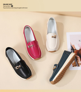 Nouveaux modèles Xuanhui, mocassins à bout rond, coutures, boucle dorée, fuchsia, PU souple, <span class=keywords><strong>semelle</strong></span> <span class=keywords><strong>épaisse</strong></span> de 3 cm, pour femmes - Product Image 6