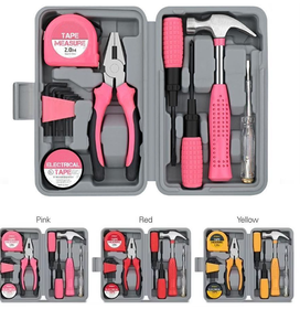ชุดเครื่องมือ DIY คุณภาพสูง OEM/ODM พร้อมโลโก้ 13 ชิ้น สีชมพู ทำจากเหล็กกล้าคาร์บอน สำหรับผู้หญิง ใช้ในบ้าน บรรจุในกล่องแข็งพกพาสะดวก - Product Image 1