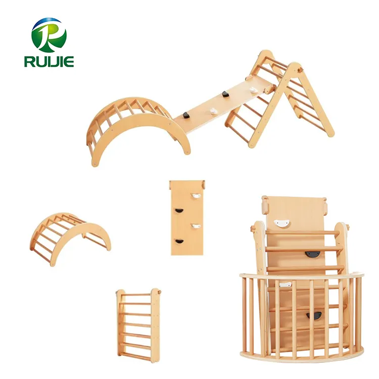 Triangle Pickler en bois avec rampe Triangle d'escalade pliable Montessori pour tout-petit