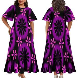 <span class=keywords><strong>Vestido</strong></span> Largo Plisado con Diseño de las Islas del Pacífico, Manga Media con Diseño de Gota de Agua, Vestidos Casuales de Fiesta para Mujer, Personalizado OEM - Product Image 3