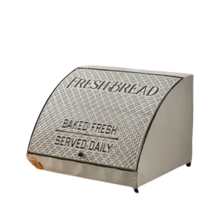 Boîte à pain en métal de style contemporain avec couvercle en bois, boîte à pain en métal pour comptoir de cuisine à bas prix - Product Image 6