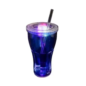 Panic Buying 16oz Double layered Cup - Lid Glows Creative Shaped 16oz Light Beverage Cup Milk Tea Transparent LED