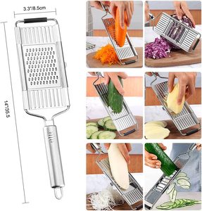 4 in 1 Multi-functional Grater Stainless Steel <b>Vegetable</b> Cabbage Slicer Grater Handheld 4 Adjustable Blades Sets Shredder Cutter - Product Image 3