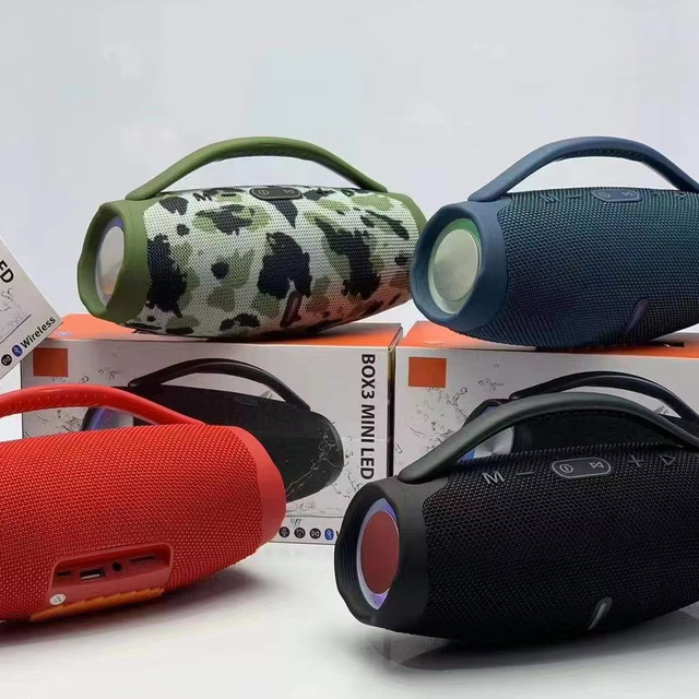 Mini Boombox 3 LED Handle Portable Wireless Speakers RGB LED Lights Waterproof PC Column USB for Outdoor Music Play Gift