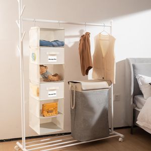 1 Pack 6 Shelf Hanging Closet Organizer With Drawers And Pockets For Clothes <b>Shoes</b> Bedroom <b>Storage</b> - Product Image 2