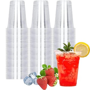 Vasos Desechables de Plástico con Tapa, Recipientes Transparentes para Bebidas Frías, para Jugo de Frutas, Leche, Té, Café Helado, Helado, Postre, Fiesta, Cafetería - Product Image 1