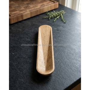 Handmade Minimalist Wooden Stationery Holder Slim Rectangle <b>Desk</b> Organizer Natural Rounded Edge Tabletop Stand Wooden Crafts - Product Image 1