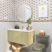 Modern Mewah 200X200Mm Pola Bunga Porselen Anti-Slip Tahan Air Kamar Mandi Restoran Backsplash Dapur Dinding dan Ubin Lantai