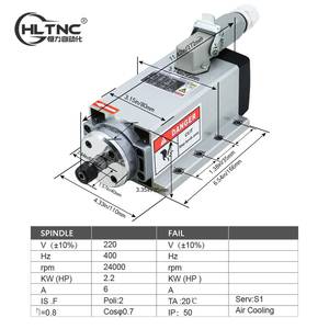 מרובע 400HZ 24000RPM 2.2KW ER20 220V מקורר אוויר CNC מחרטה ציר מכונת כלי ציר לפרסום חומר גילוף עץ - Product Image 3