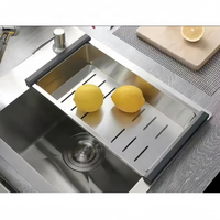 Évier de cuisine en acier inoxydable de haute qualité à poser sur le comptoir avec panier égouttoir et accessoire de rangement pour le lavage des fruits et légumes