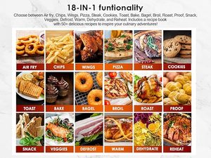 Four à friteuse à <span class=keywords><strong>air</strong></span> de cuisine 18 en 1 32Qt <span class=keywords><strong>combo</strong></span> de friteuse à <span class=keywords><strong>air</strong></span> sans huile avec rôtissoire, pain grillé, cuisson, rôti, fonctions de réchauffage et plus encore - Product Image 5