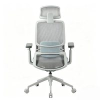 Chaise de bureau ergonomique moderne de style minimaliste, avec dossier en maille, réglage de la hauteur par vérin à gaz, accoudoirs et appuie-tête réglables, en aluminium