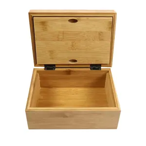 OEM木制储物盒吸烟竹制储物盒，带滚动托盘木箱，带铰链盖