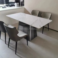 Ensemble Table et Chaises de Salle à Manger Luxe Design Maître Moderne 8 Places avec Base en Marbre