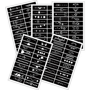 GP all'ingrosso stencil per unghie autoadesive per le dita riutilizzabili per tatuaggi e pittura all'henné modelli di applicazione temporanea del viso - Product Image 1