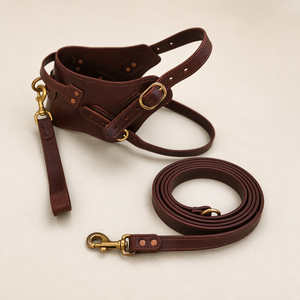 Harnais pour <span class=keywords><strong>chien</strong></span> en cuir véritable rétractable, nouvelle conception, épaissi, anti-traction, avec laisse pour grands chiens, pour la promenade et l'entraînement - Product Image 5